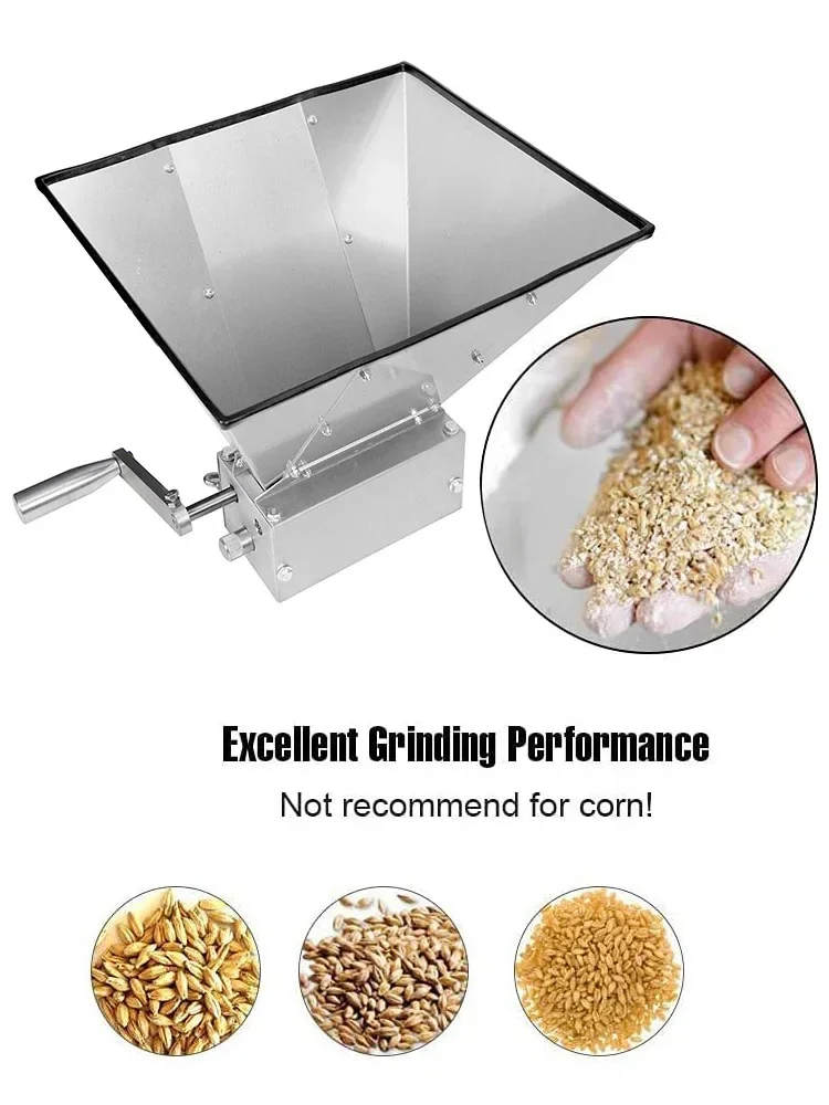 Malt Mill For Home Brewing Grain Mills with Hopper and Metal Base Stand 3 Rollers Manual Barley Crusher