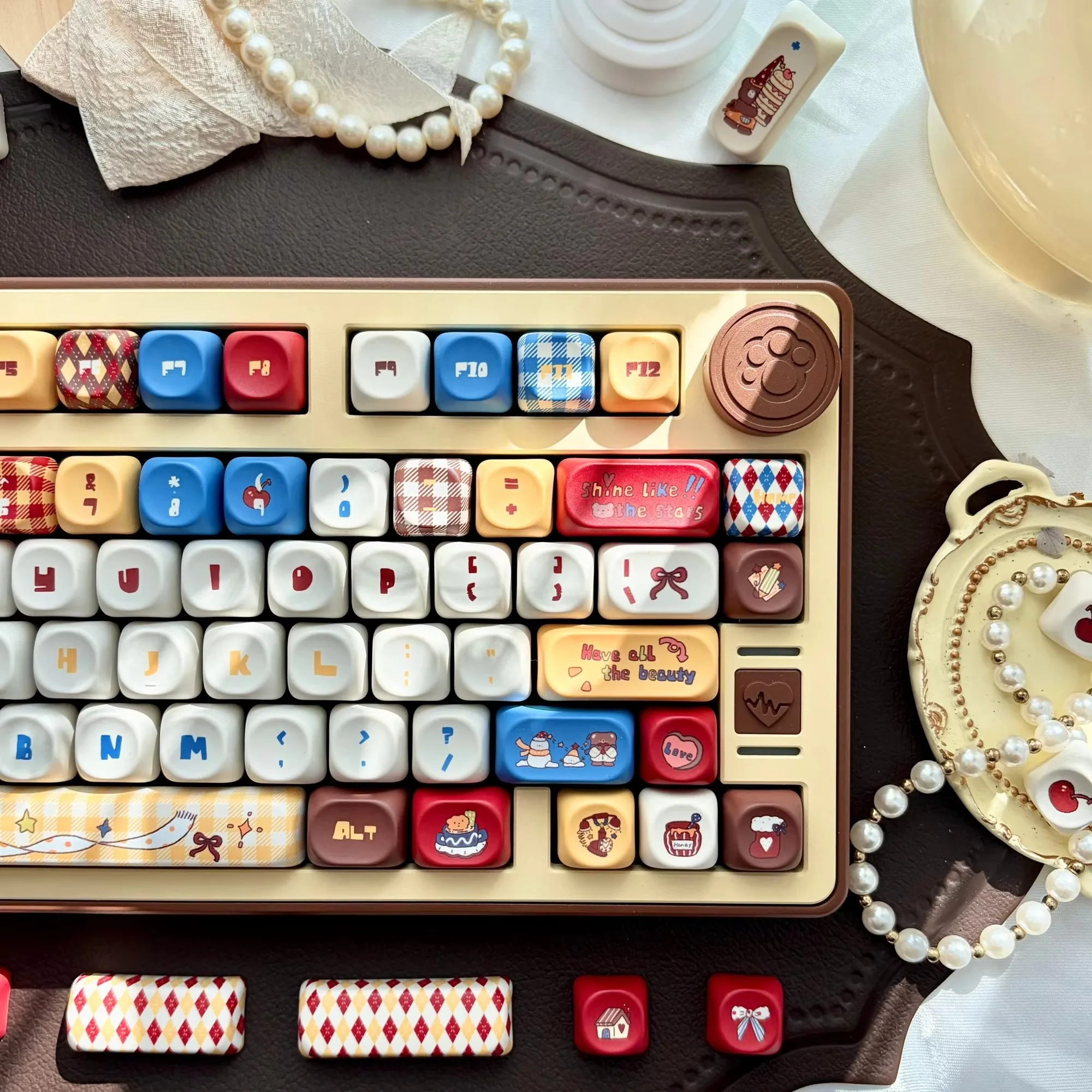 Bear Diary Keycap PBT Mechanical Keyboard Cap Two-dimensional five-sided sublimation MOA is highly cute