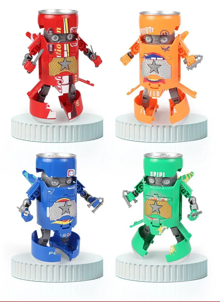 Creative metamorphic robotics soda robot action figure Cola Can figures model toys kids birthday boys gifts Home Decor Model