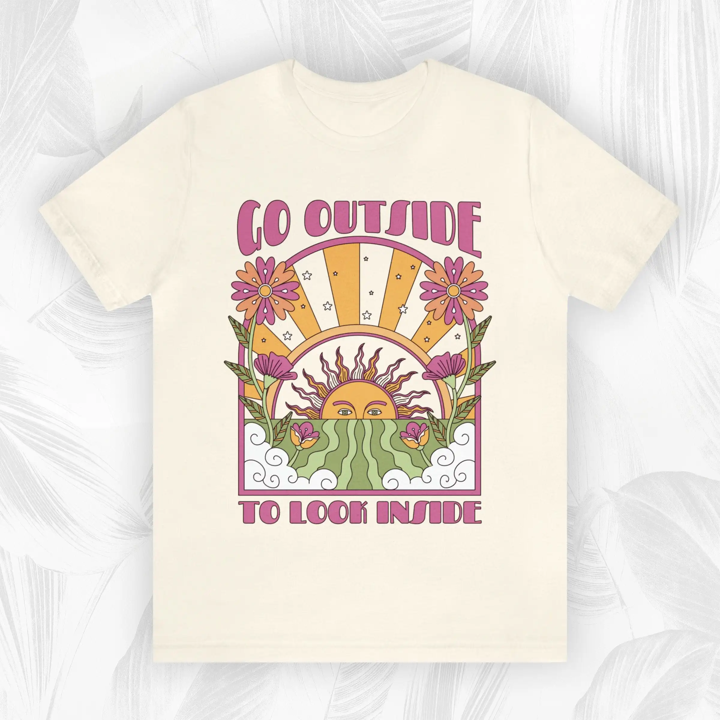 Go Outside T Shirt Vintage Colorful Retro Off Shite