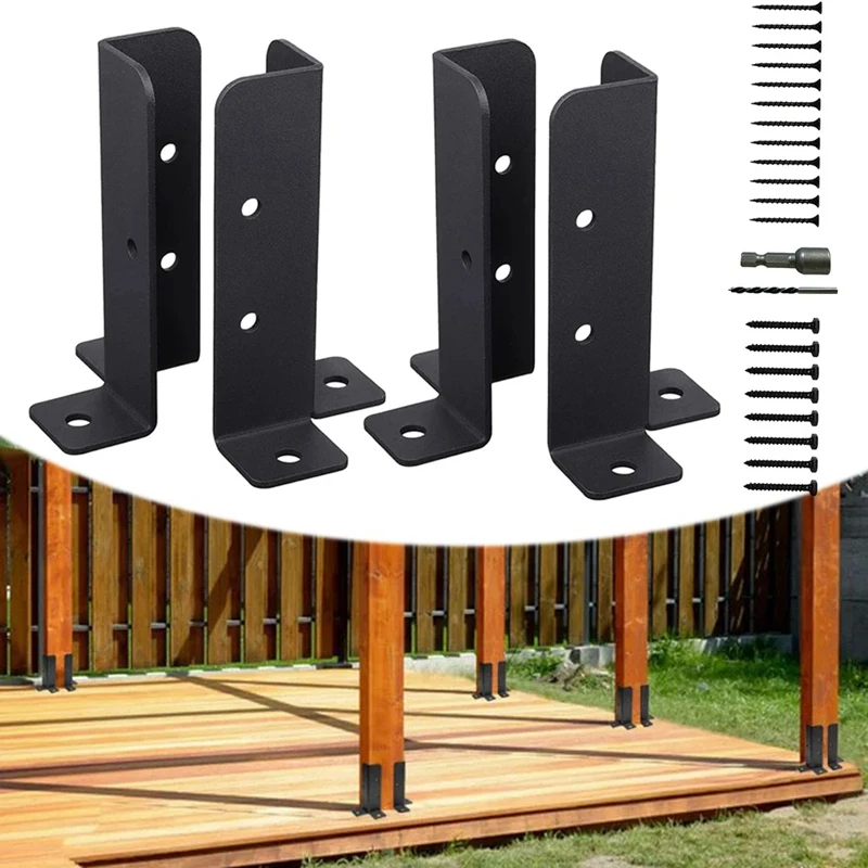 4Pcs Adjustable Deck Post Anchor Base Brackets Fence For Pergola Fence Railing Mailbox Pavilion Garden Tool