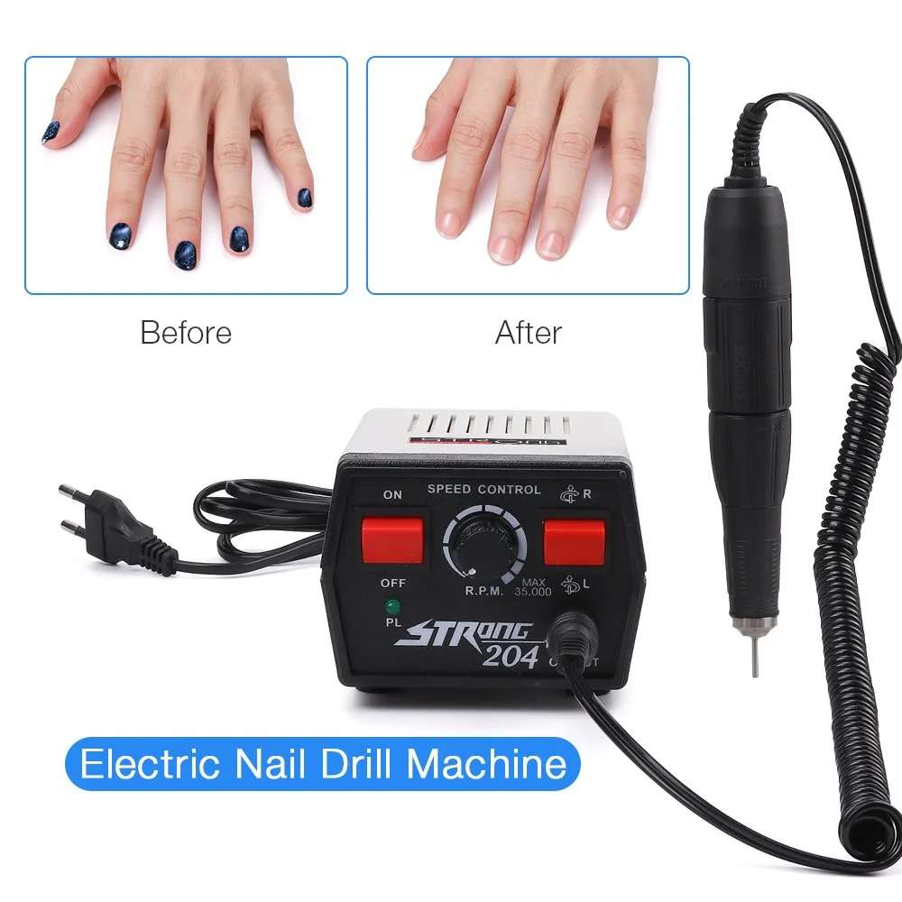 Máquina elétrica da broca do prego para a manicure e o pedicure, lima profissional do prego, lixando o dispositivo de moedura, 204 forte, 65W, 35000rpm