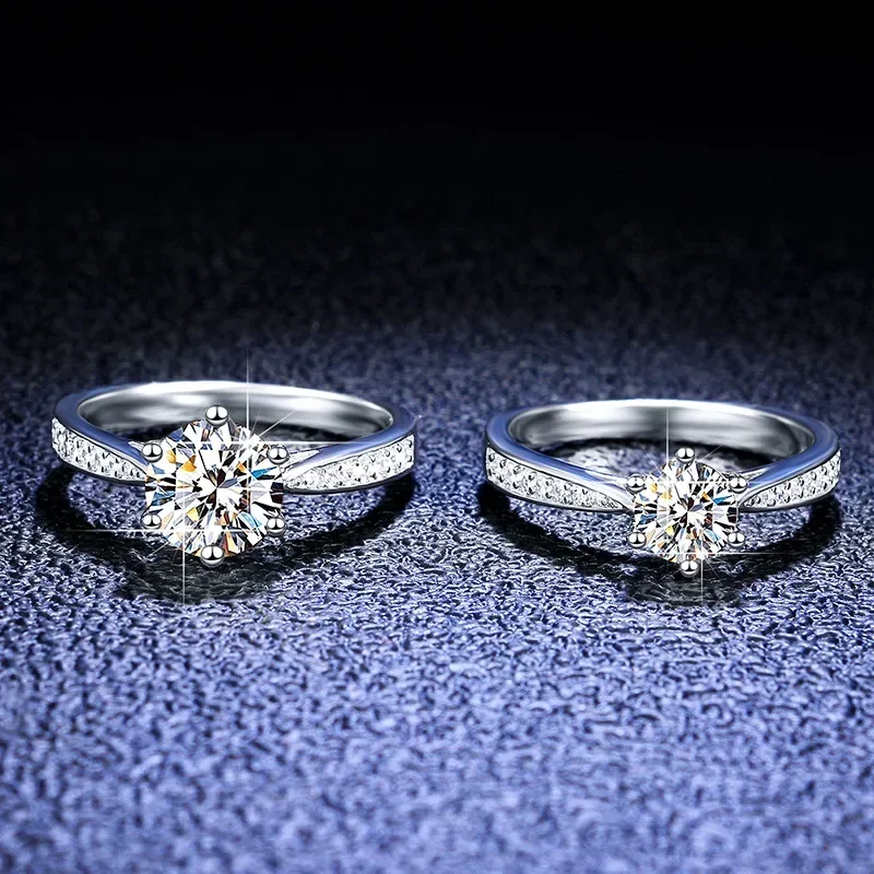 

Boutique PT950 platinum diamond ring 3 carat Moissanite ring ladies ring six claw classic crown wedding