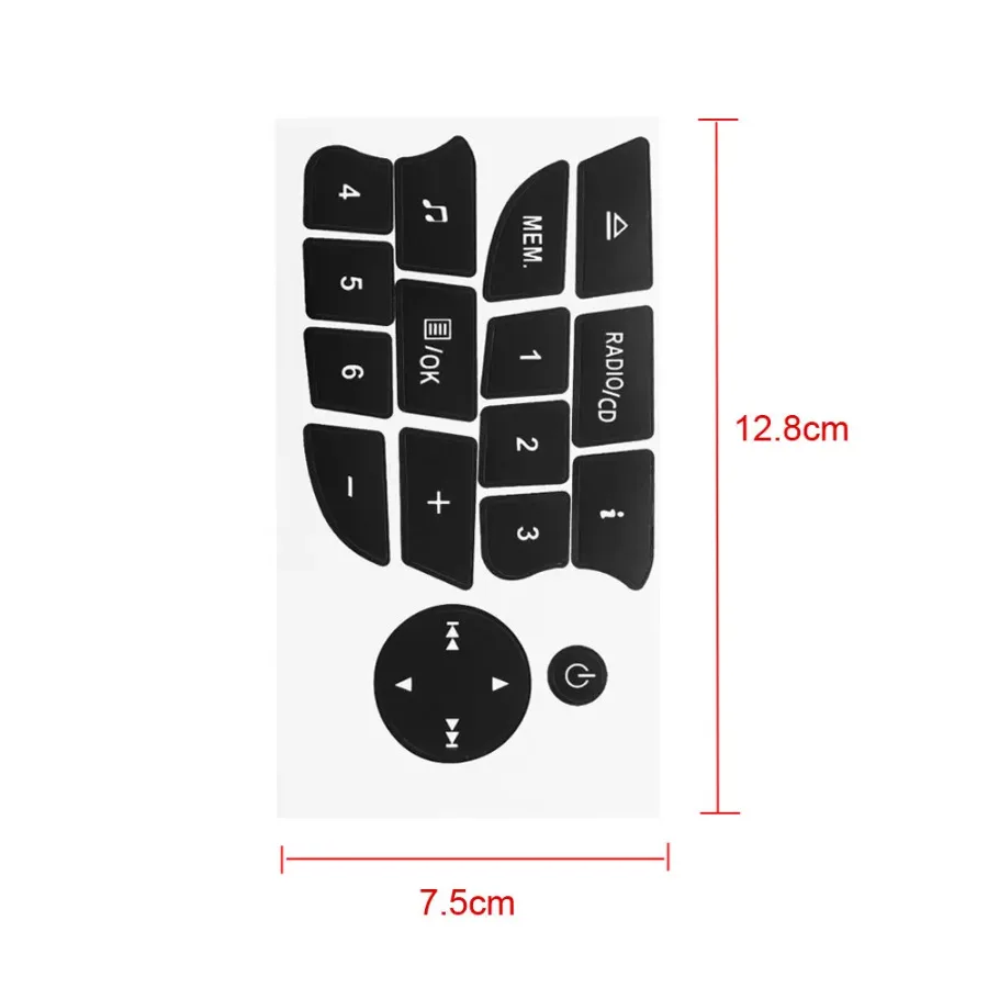 Pegatina de reparación de botones de coche, calcomanía de repuesto para interior de coche, CD, Radio, botón de Audio, Renault, Twingo, Clio, Megane,