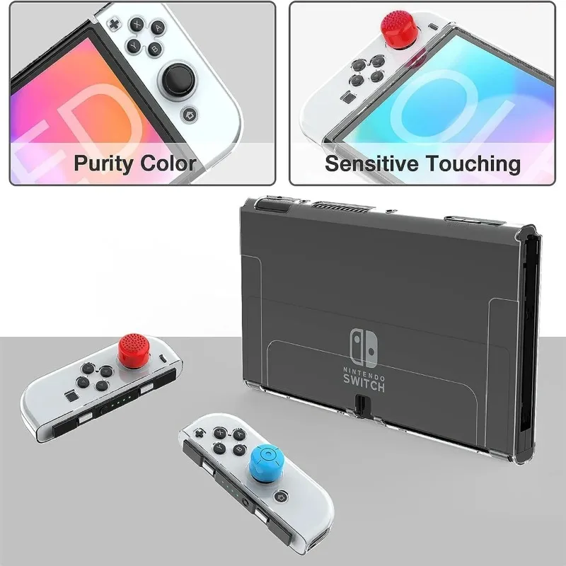 Suitable for Nintendo Switch OLED Protective Case TPU Material Split Case with Screen Tempered Film and 6 Thumb Keycaps