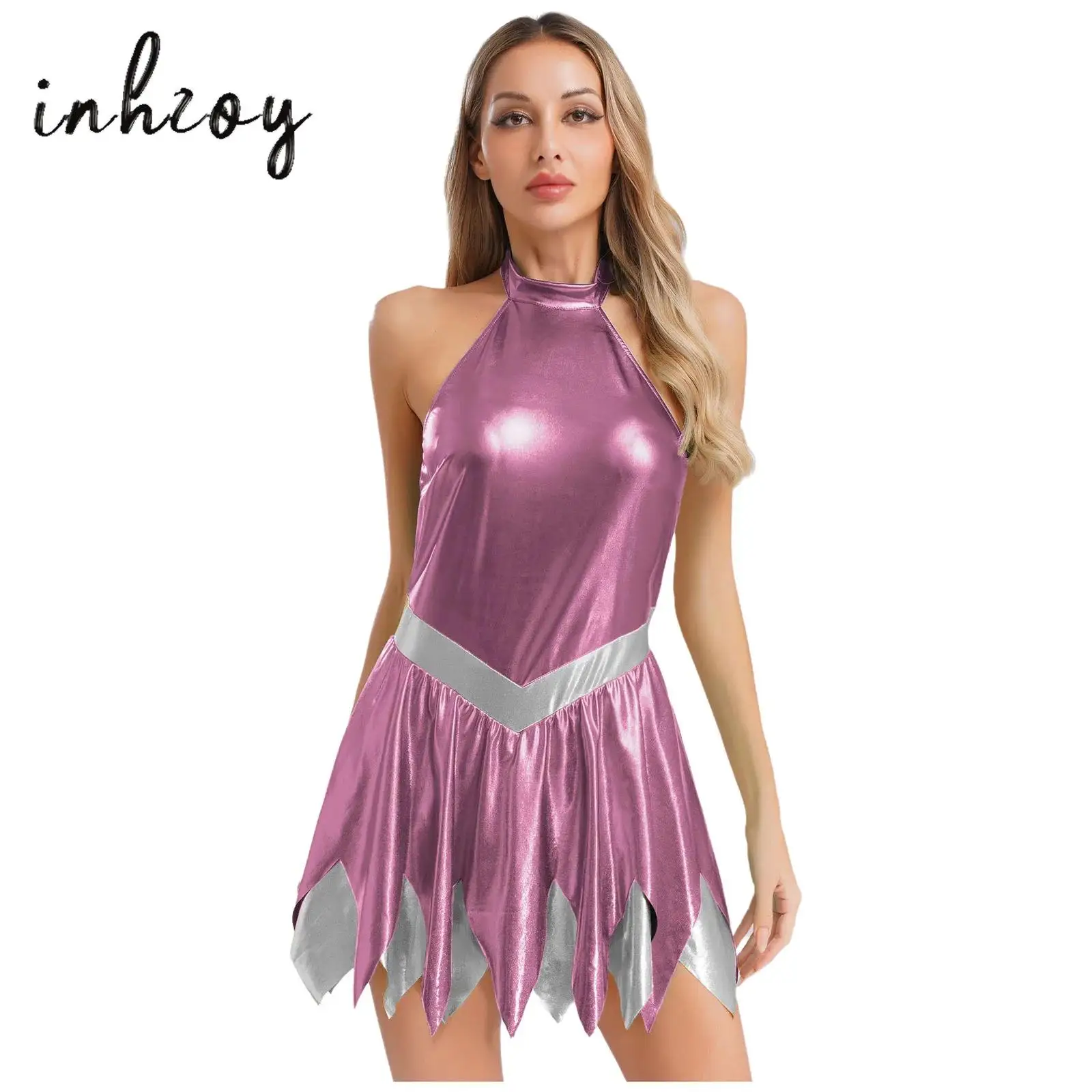 

Womens Fairy Dress Halter Sleeveless Irregular Hem A-line Dress Fairy Tale Costume Halloween Fancy Dress Party Dance Performance