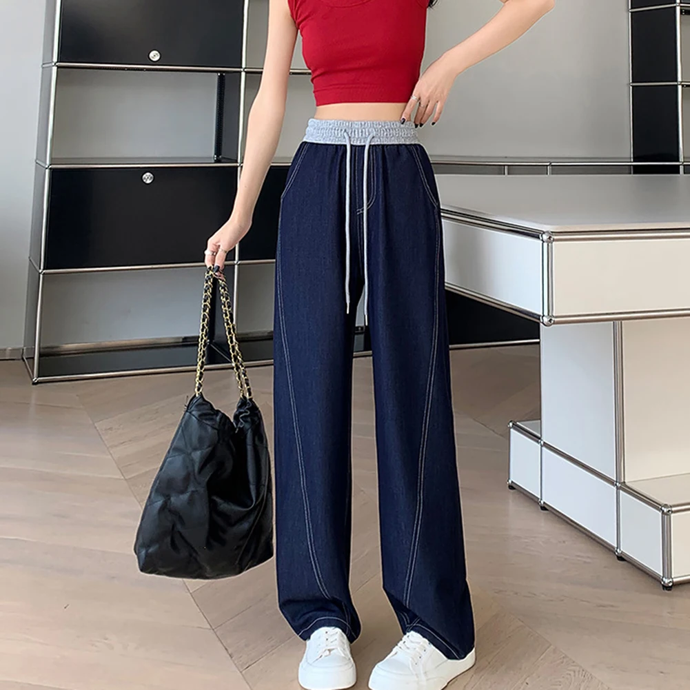 女性用カジュアルウェア ブルーのズボン ハイウエストのズボン 日常のカジュアルウェア オールシーズンウェア 新品同様