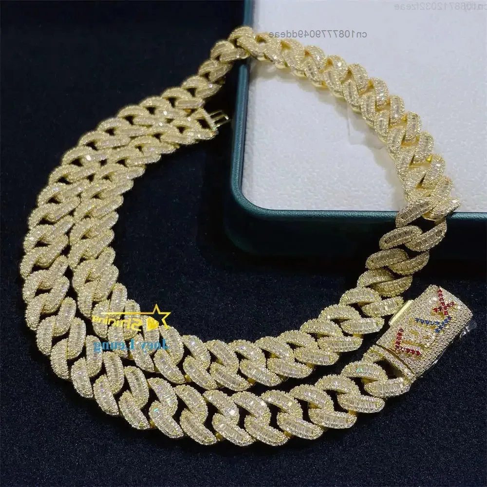 

Rapper Style Moissanite Jewelry 925 Silver Necklace Iced Out Cuban Link Miami Cuban Link
