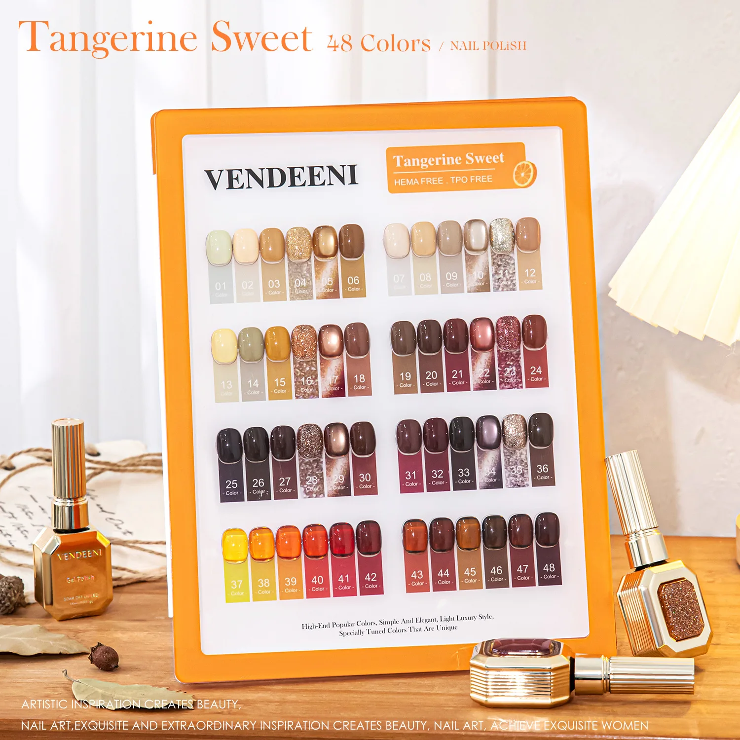 Eleanos Autumn Winter Cat Eye Gel Set 48pcs With Color Book Delicate Glass Bead Crystal Magnetic Gel Nail Polish15ml