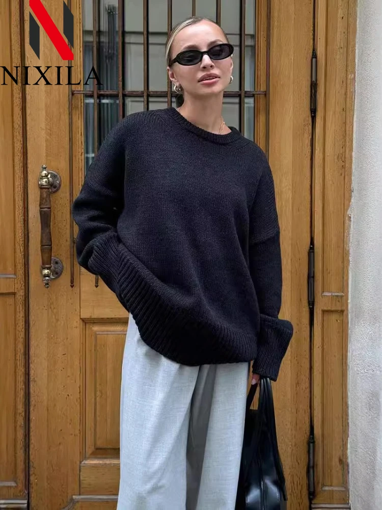 Neu im Herbst Winter Strickwaren Damen Pullover Lose Elegante Pullover Retro Mode Langarm Tops Weibliche Kleidung Outer