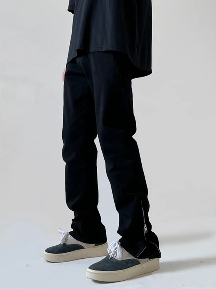 

Мужские джинсы Street Sle с высокой талией, облегающие, с молнией, модные, из хлопкового стрейч-денима, длинные брюки, молодежный стиль, весна-лето