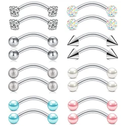 WKOUD 16G Rook Daith Earrings Small Belly Rings Eyebrow Ring Barbell Body Piercing Jewelry Seleted Len 6mm 8mm Or 10mm