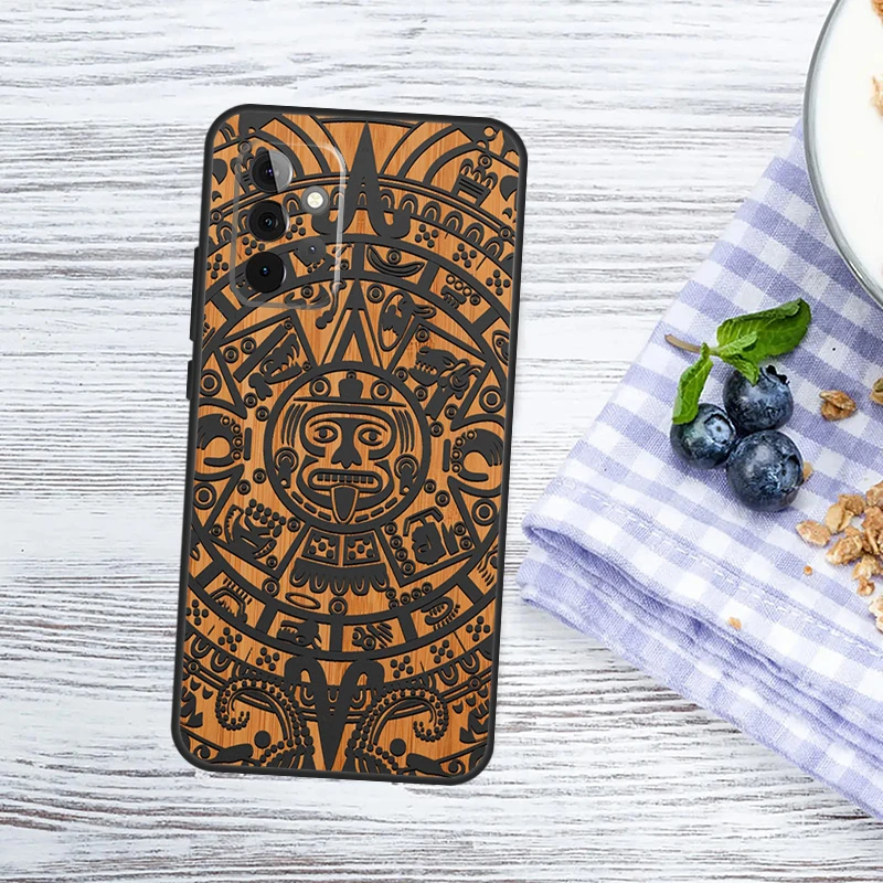 Mayan Calendar Wood Pattern Case For Samsung Galaxy A53 A33 A13 A12 A32 A52 A14 A34 A54 A15 A25 A35 A55 A51 A71 Cover