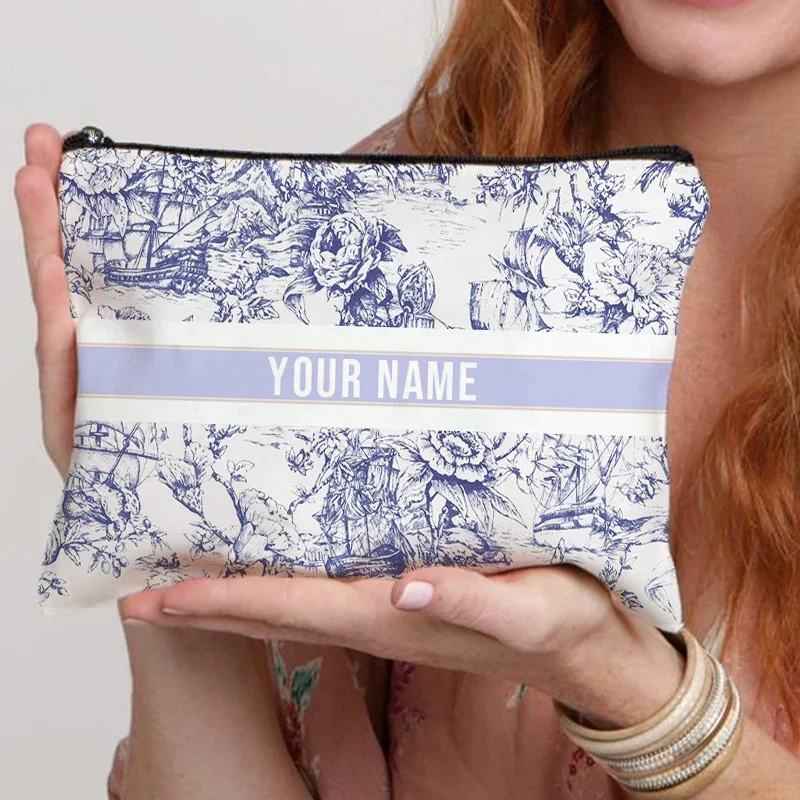 Personalisierter Kosmetik-Organizer mit Namen für Reisen, Bürobedarf, Aufbewahrungstasche aus Canvas, personalisiertes Geschenk, Make-up-Tasche, Federmäppchen, Geldbörse – Detail 6