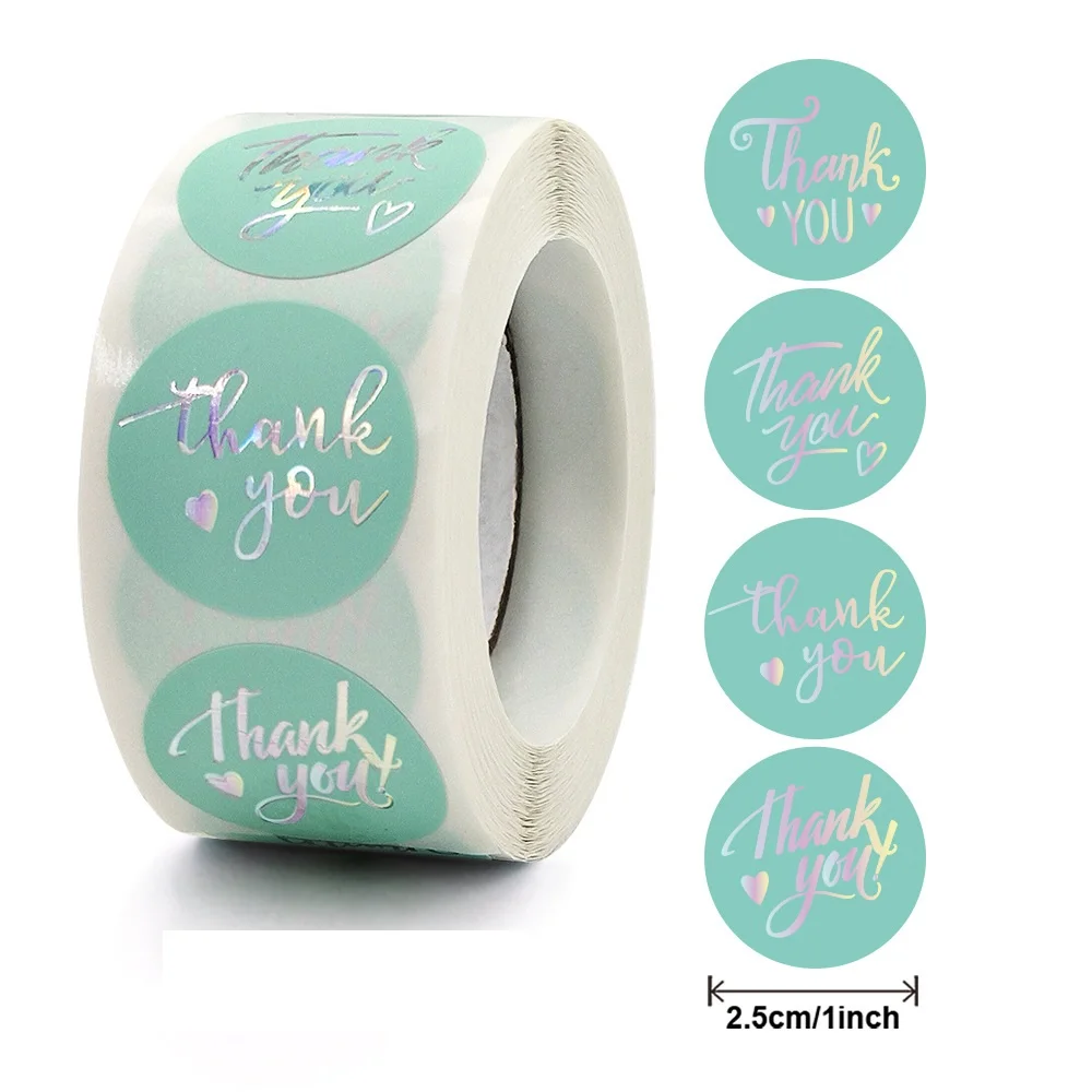 1 inch thank you sticker hot stamping wedding party fresh blue hot stamping sticker label sticker 50-500pcs