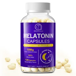 BBEEAAUU 10Mg Melatonin Capsules for Sleep Adult Insomnia Relax the Brain Deep Sleep Adjust Sleep Time Better Sleep