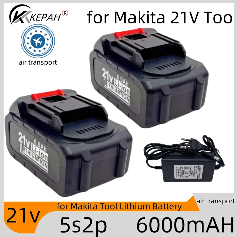 5S2P 18V for Makita tool Battery 18650 lithium battery can charge 6000mAh battery with high current and high discharge.+Charger.