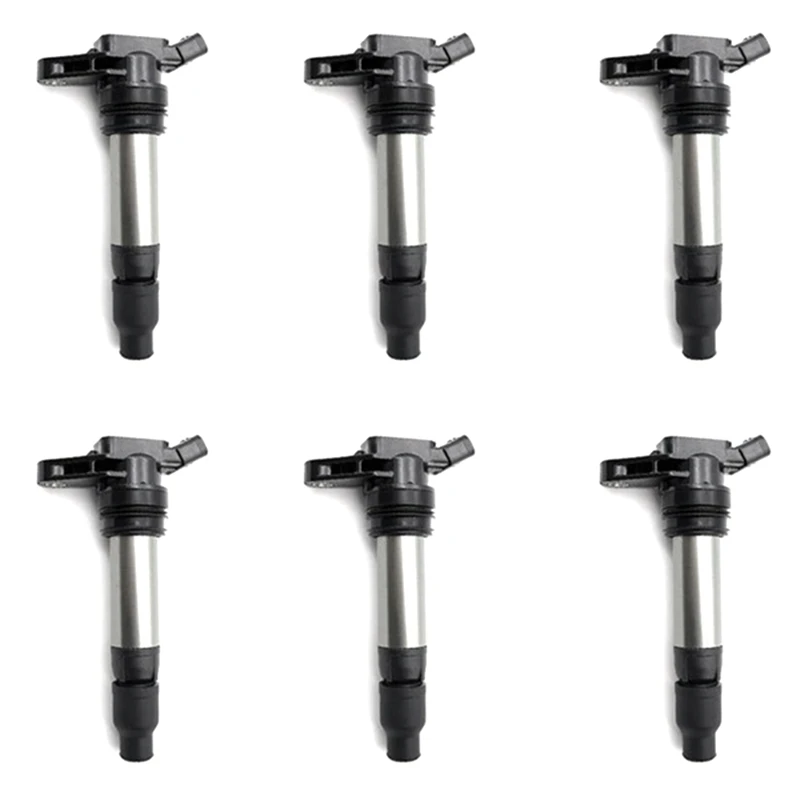 6 PCS Ignition Coils LR002954 30684245 306842450 Black For Land Rover LR2 Volvo S60 S80 V70 XC60 XC70 -L6-3.0L 3.2L