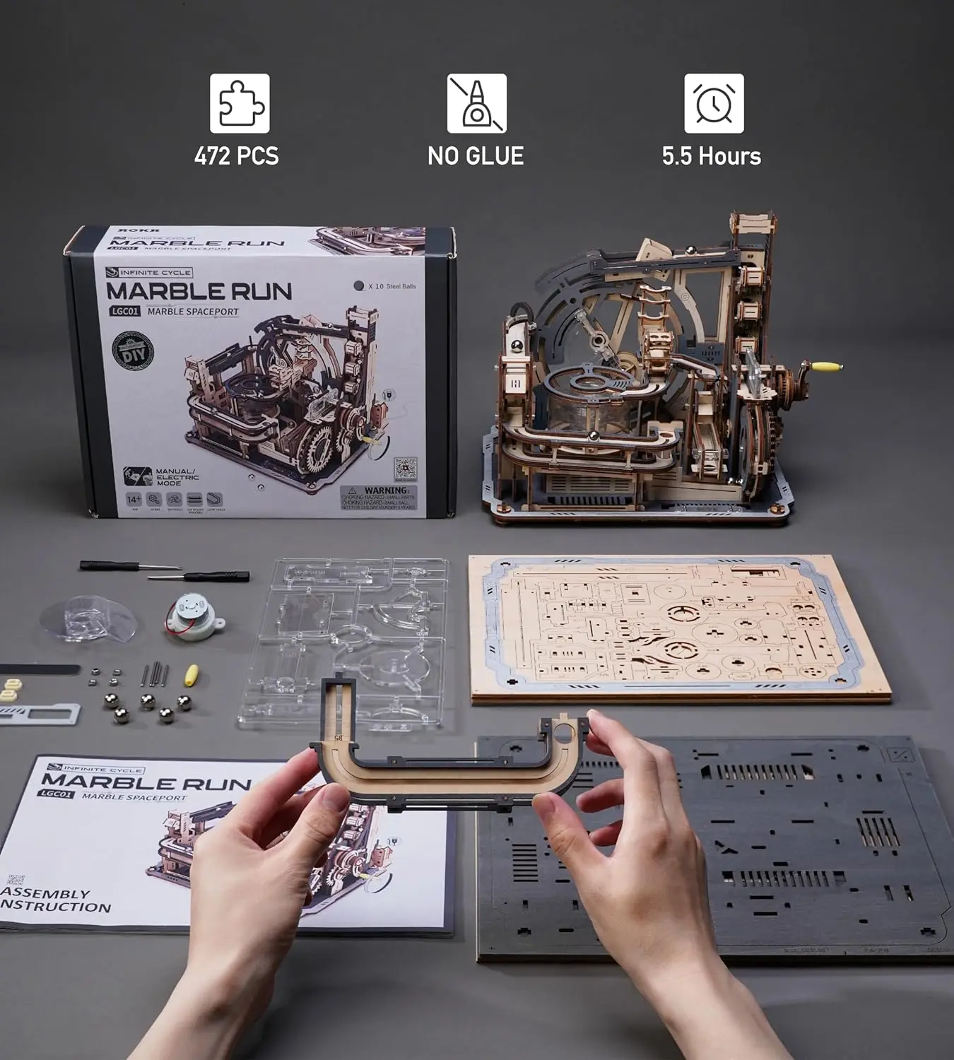 3D Wooden Marble Run Spaceport Model Kit 6