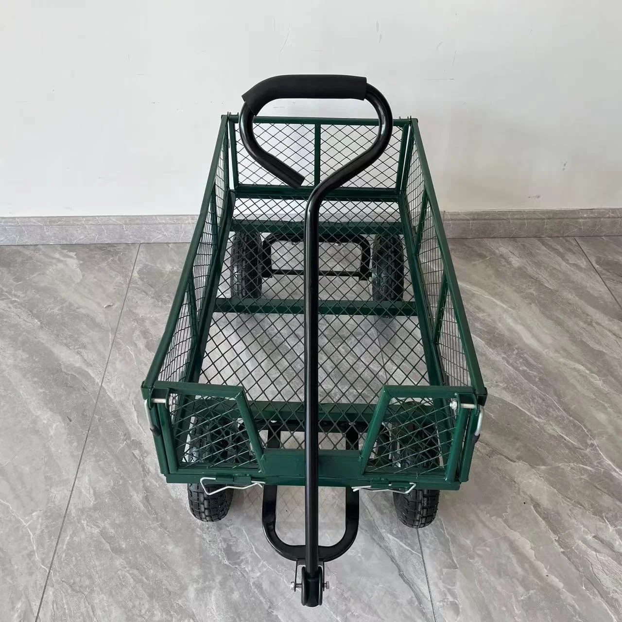 Large Garden Trolley Wagon Cart Wheels Folding Sides Barrow Gardening Truck