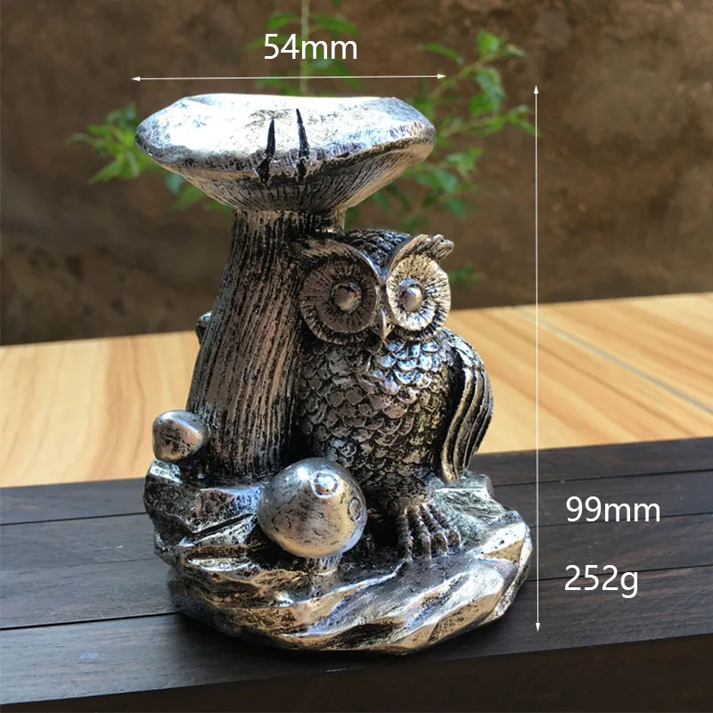 Resin Mushroom Tree Owl Figurine Statue Crystal Sphere Holder Ball Stand Display Base moon Sculpture For Office Home Decor Gifts