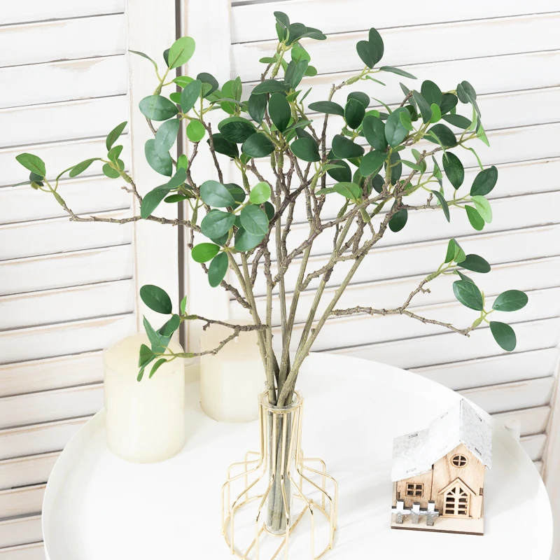 

Artificial Fake Branch Green Long Branch Fake Plant Flower Eucalyptus Leaf Garden Loose Leaf Home Living Room Balcony Decoration