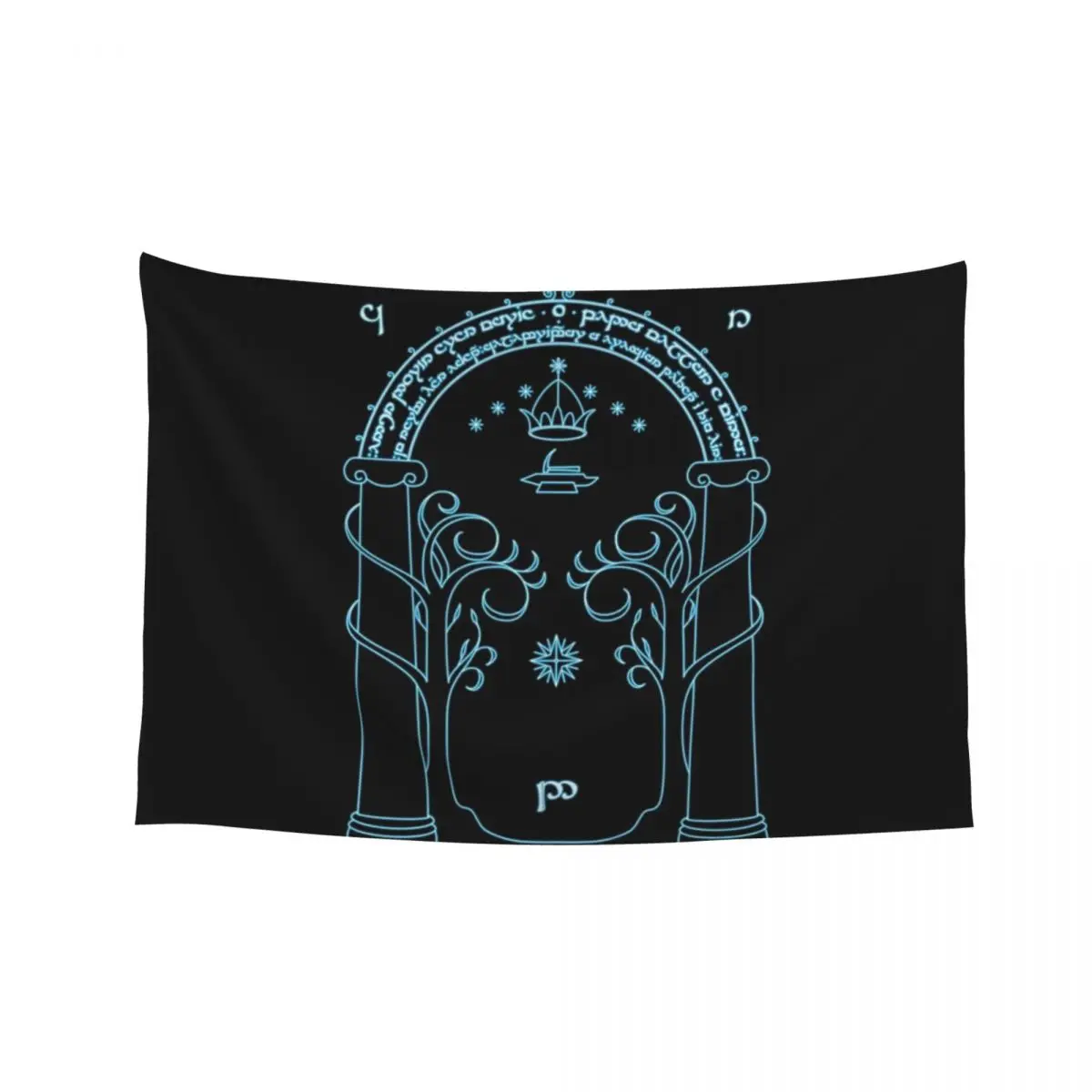 

Gate to Moria - Light Blue Tapestry Wall Art Bathroom Decor Tapestry