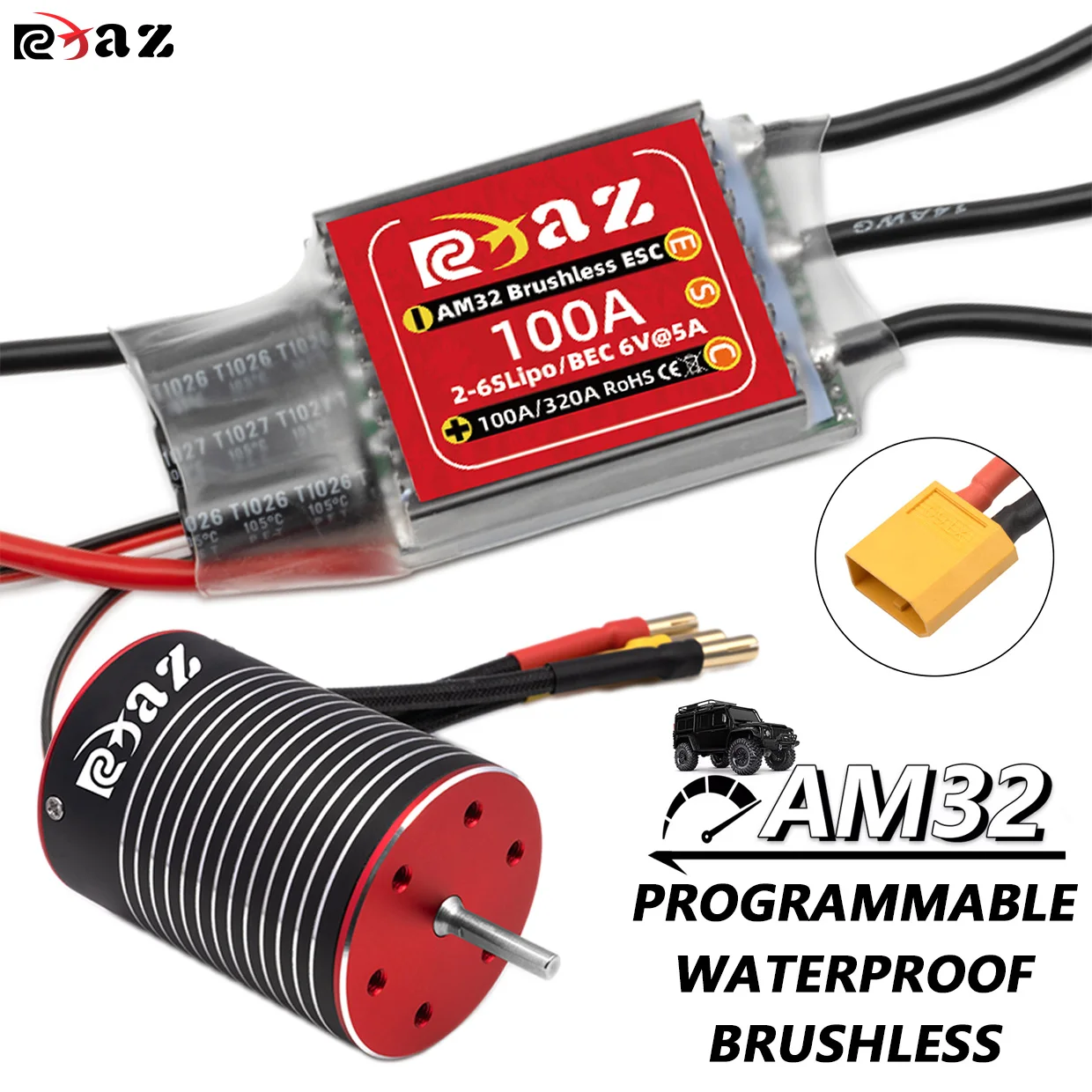 

RC 3650 Brushless Motor AM32 100A ESC for Axial Traxxas Tamiya RC Crawler 1/10 Auto Parts Toy Truck Tank 3650 DC Brushless Motor
