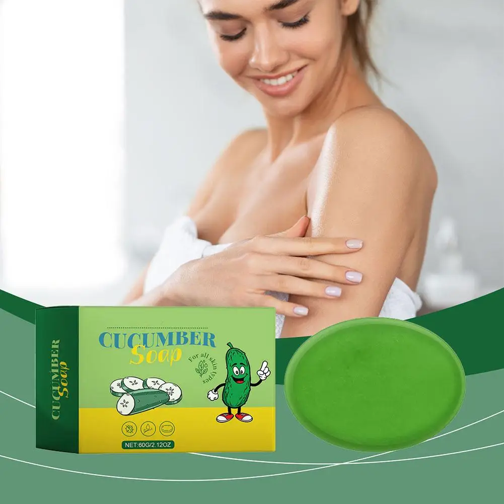 Cucumber Whitening Body Soap Reduces Fine Lines Oil Blackhead Moisturizing Facial Removal Spot Acne Control Cleanser Anti-A S6G5