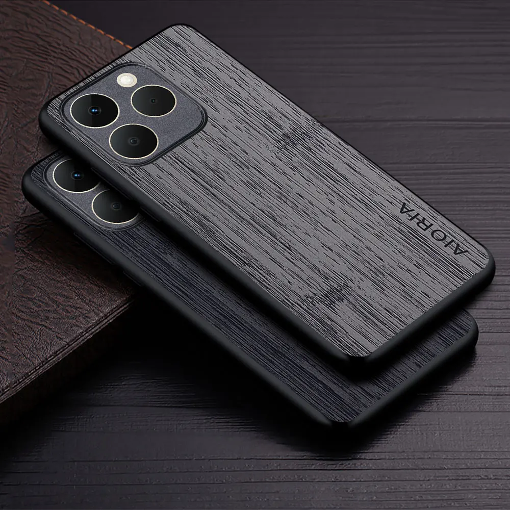 Case for Realme 15 15T 10 Pro Plus 4G 5G funda bamboo wood pattern Leather phone cover Luxury coque for realme 15 pro case capa
