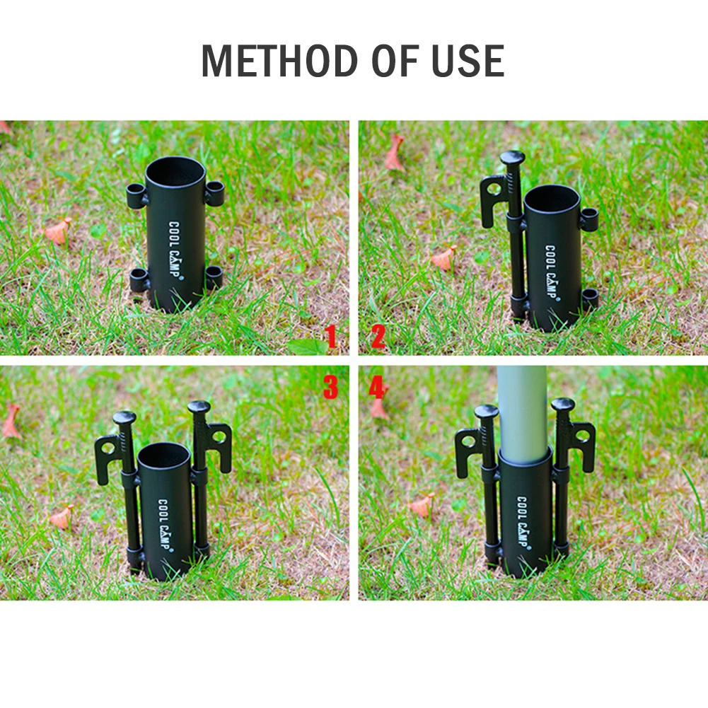 Penyangga Tiang Kanopi Besi untuk Berkemah, Penahan Tiang Tenda Anti Angin, Dudukan Tiang Kanopi yang Dapat Digunakan Kembali, Aksesori Hiking Praktis