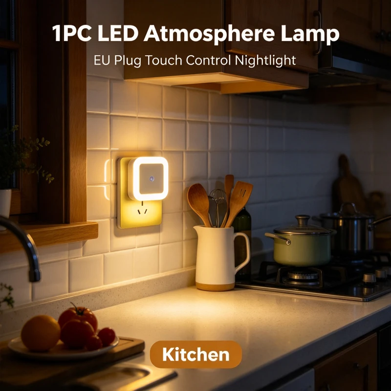 EU Plug Touch Control LED Nightlight Atmosphere Lamp Hallway for Kids Room Gift Decoration for Home Holiday Party Decor Warm