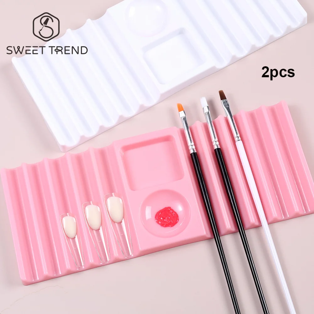 SWEET TREND-2pcs Dual Nail Form Holder Nail Art Pen Holder Color Palette Storage Stand Nail Brushes Nail Extension Molds Holder