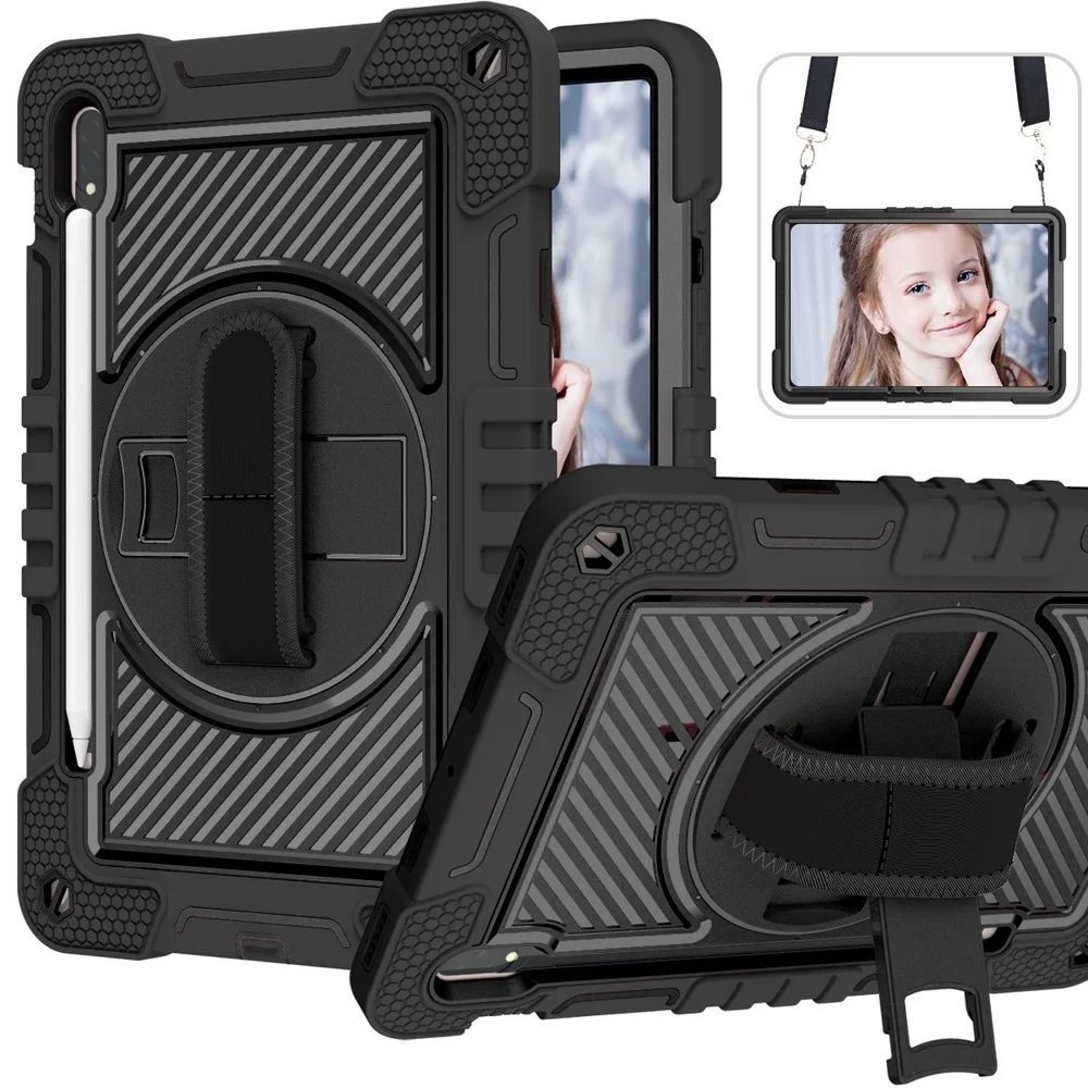 

Case For Samsung Galaxy Tab S7 11 Inch T870 T875 T876B S8 X700 X706 Shockproof Kids Stand Cover Kickstand Handle Shoulder Strap