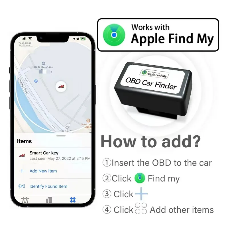 Mini Car OBD GPS Locator Works With Apple Find My APP Quick Installation Smart Tracker Anti-lost Device Finder Global Position