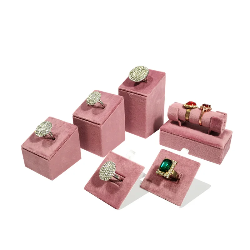High Quality Pink Velvet Ring Holder Ring Earring Bracelet Chain Storage Rack Jewelry Storage Display Rack