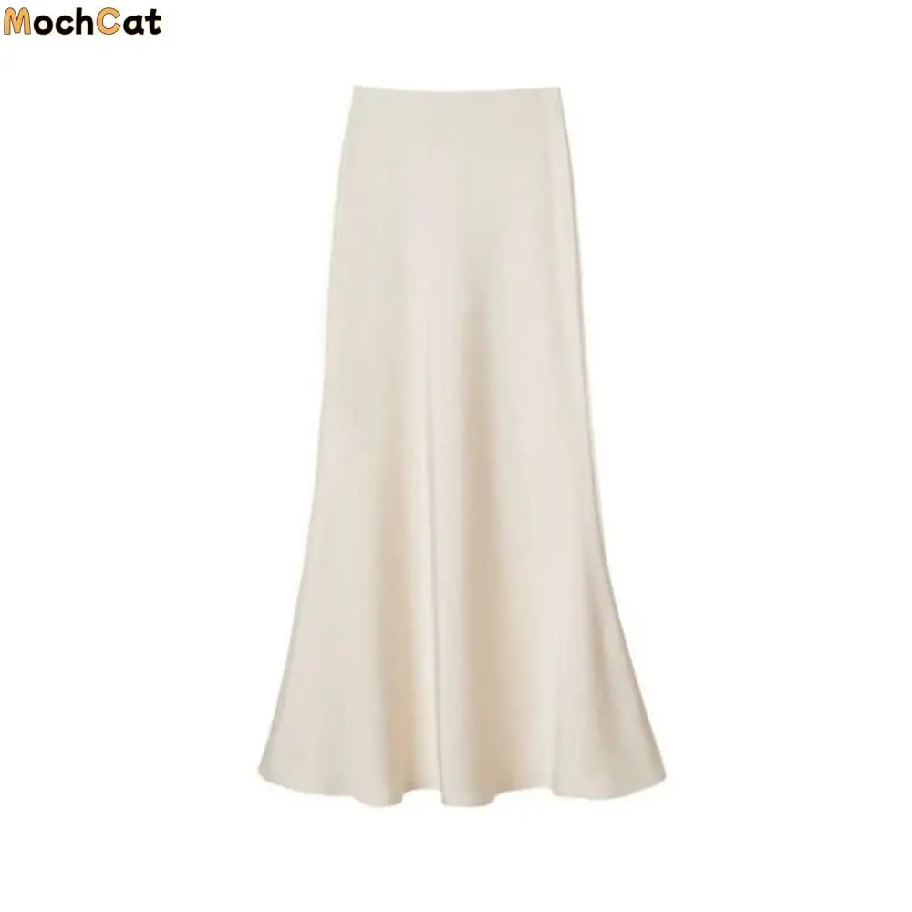 

Elegant Summer Satin Silk Long Skirt Slim Fit High Waist High Waisted Skirts Half Body Dress A Line Midi Skirt Spring Summer