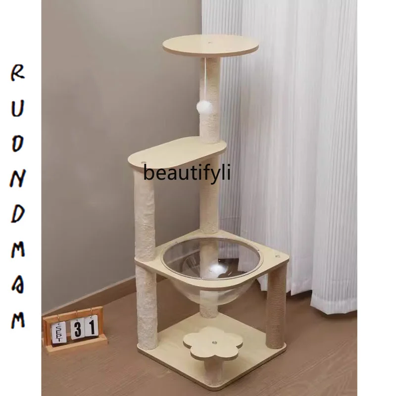 Cat Climbing Frame Sisal Scratching Post Jumping Platform Scratching Board Cat Nest Integrated Multi-Layer