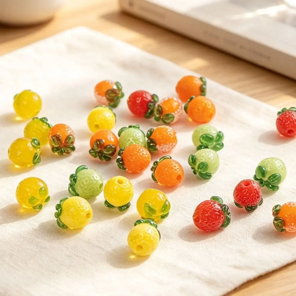 With Hole Glass Fruit Beads Colorful 43 Styles Fruit Charm Beads Handmade Fired 3D Fruit‑shaped Handmade Glass Beads for 20pcs