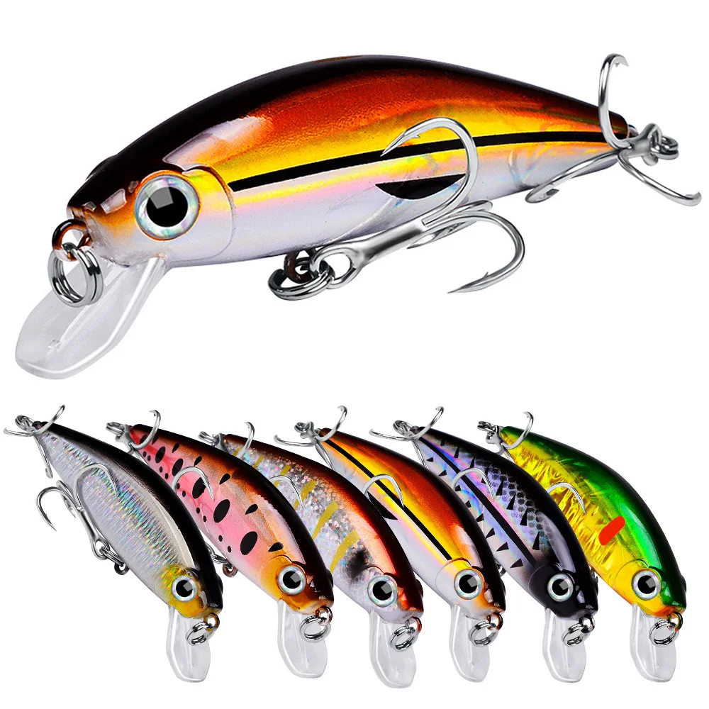

PROBEROS 1pcs Fishing Lure 3g 4.5cm Hard Plastic Artificial Minnow Lures 12 Color Crankbait Fishing Baits 12# Treble hook dw489