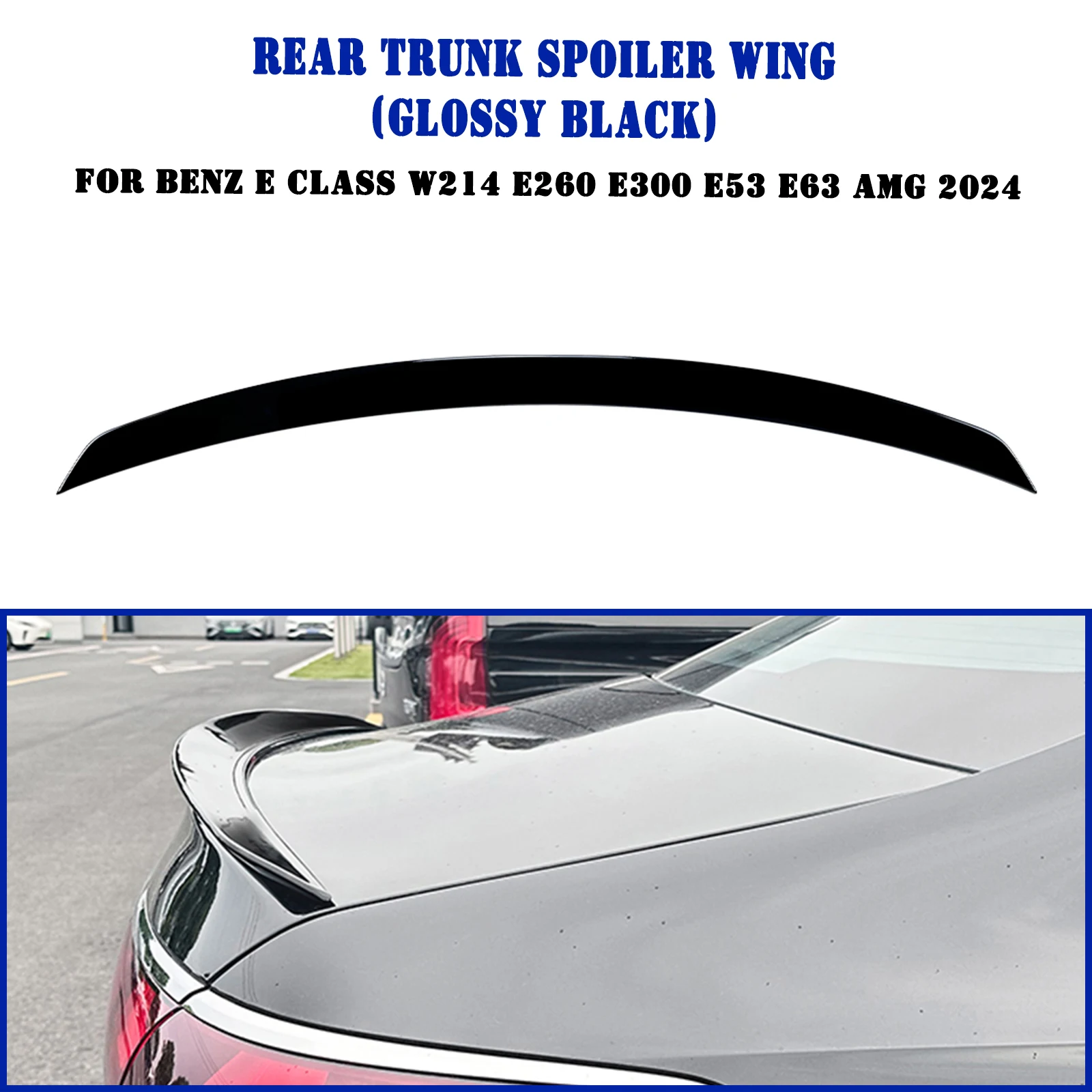 

For Mercedes Benz E Class W214 E260 E300 E53 E63 AMG 2024 Rear Trunk Lid Spoiler Wing Carbon Fiber Look/Gloss Black Splitter Lip