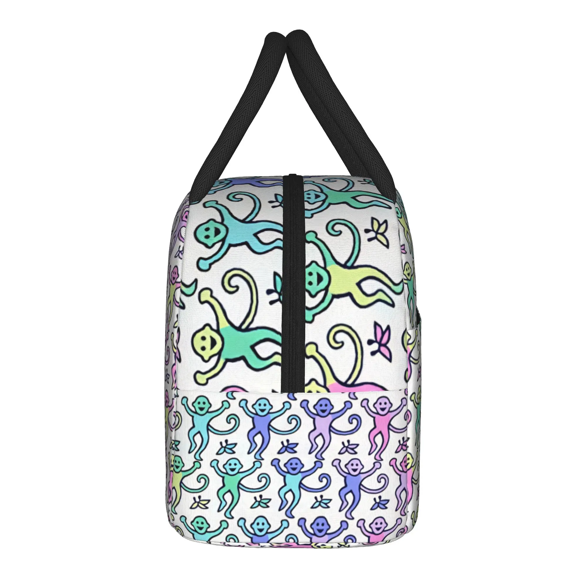 Roller Monkeys Rabbit Lunch Bag For Girls Colorful Animal Designer Lunch Box Retro School Cooler Bag Oxford Thermal Lunch Bags