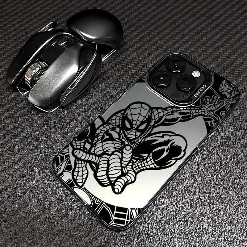 Marvel Iron Man Sqiderman Case For Apple iPhone 15 11 13 14 Pro Max 12 15 Plus 11Pro Matte Lens Protect Plating Phone Cover