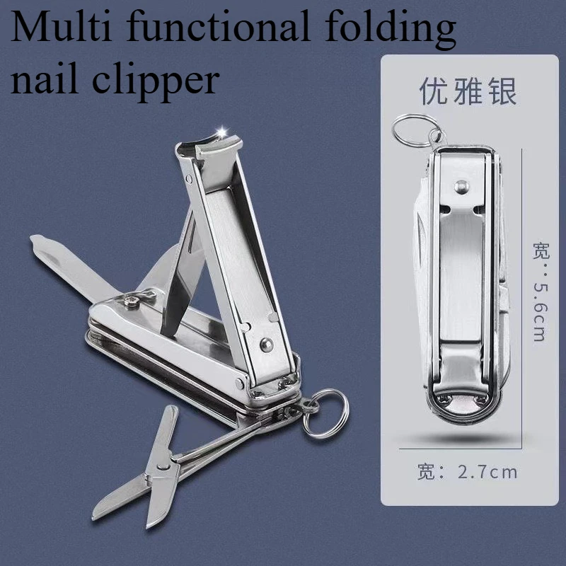 

Multi Functional Folding Nail Clipper Stainless Steel Anti Splash Nail Clipper with Keychain Filing Blade EDC Nail Clipper