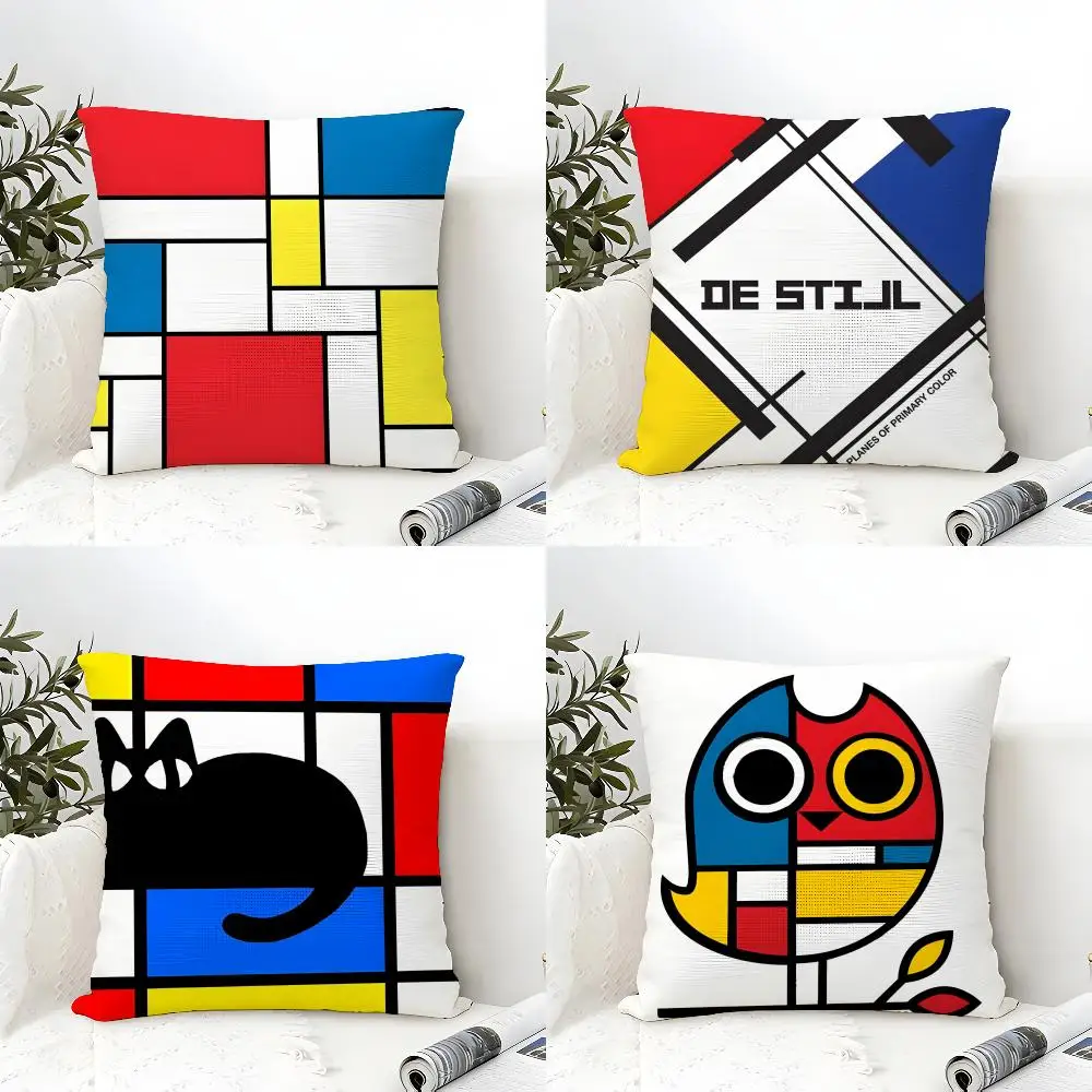Abstract Painting Piet Art Cushion Cover Eco Linen Pillow Case Double-Sided Print Breathable Durable Zipper Home Decor Gift