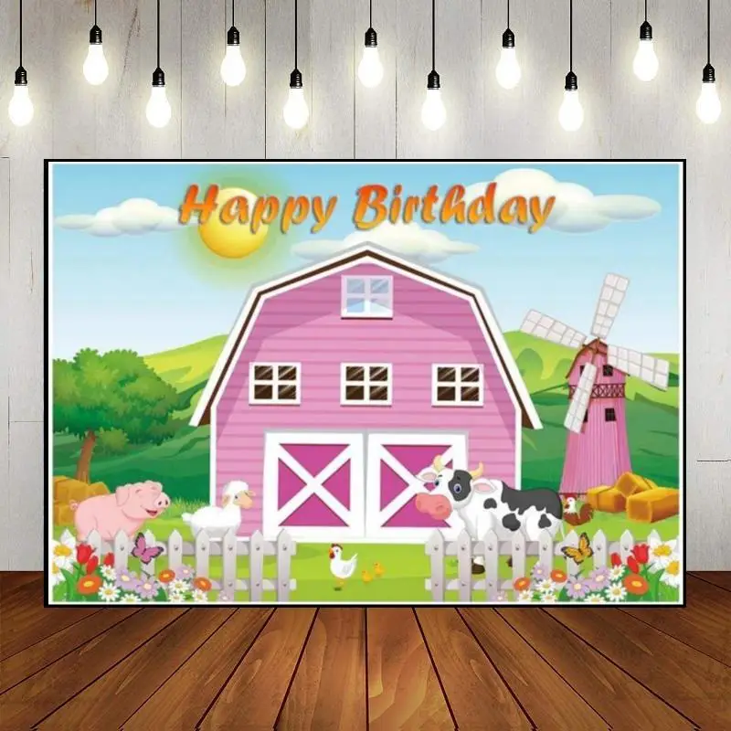 Farm Background Photo Decoration Photography Backdrops Animals Birthday Livestock Shelters Baby Shower Party Custom Backdrop Cow