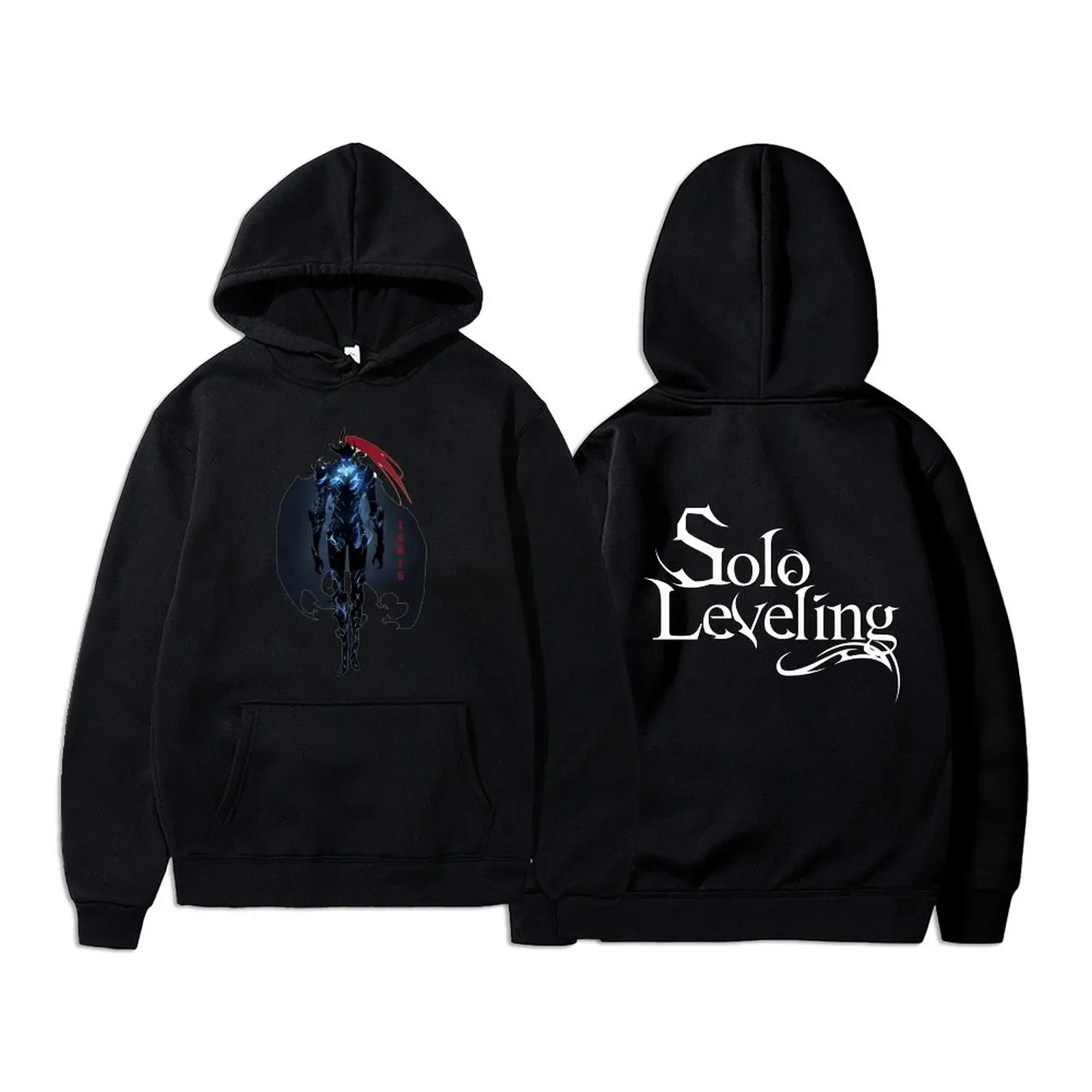 Anime Solo Leveling Sung Jin Woo Graphic Print Autumn Fleece Manga Hoodies Oversized Streetwear Harajuku Unisex