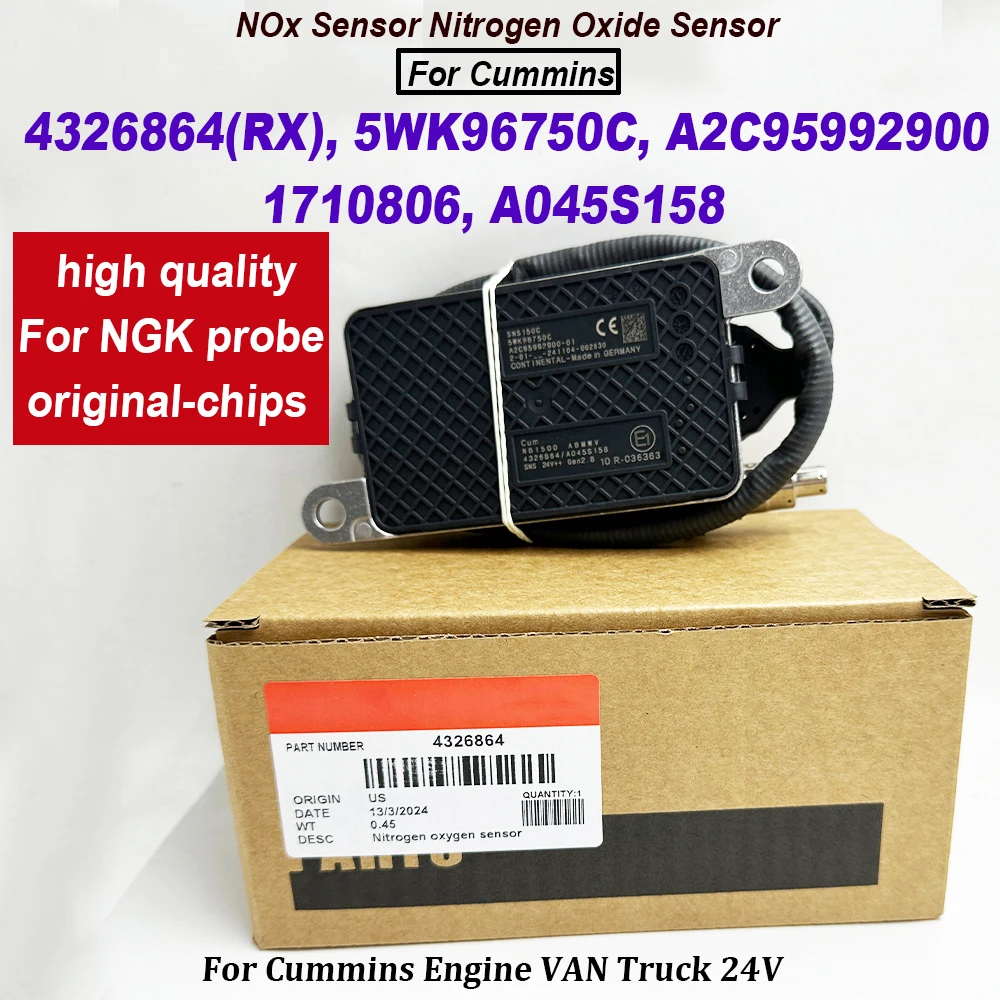 4326864 5WK96750C A2C95992900 A045S158 For NGK Probe Nitrogen Oxygen Nox Sensor 2872943 1710806 for Cummins Engine VAN Truck 24V