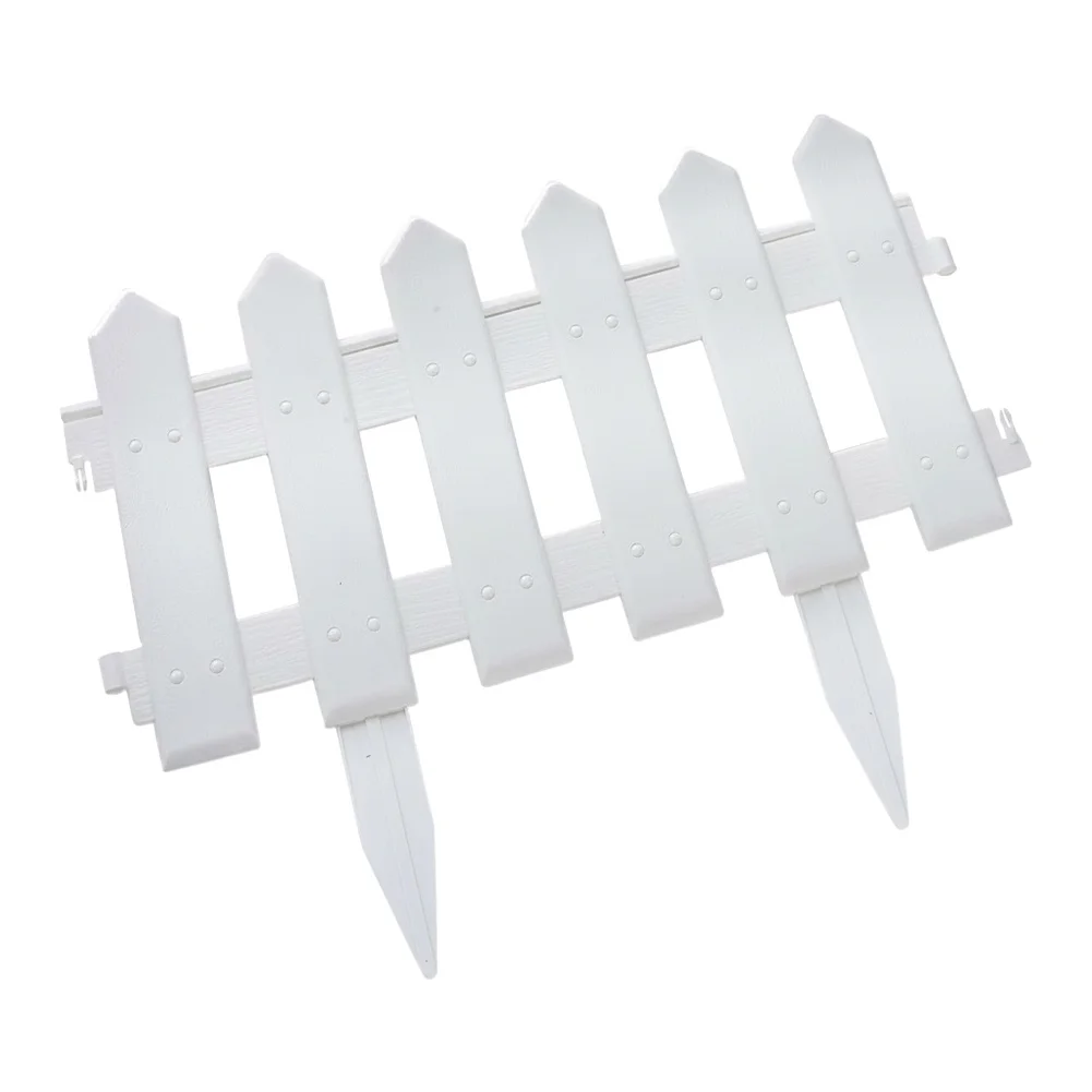 5 Pack Plastic Picket Fence Panels for Landscape Design Use in Defining Lawn Areas Flower Beds and Zones with Secure Fit