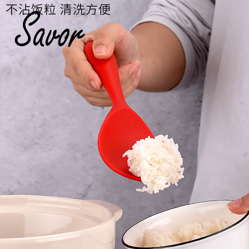 1Pcs Translucent Heat-resistant Silicone Non-stick Pan Cooking Tools Long Handle Kitchen Accessories Rice Spoon